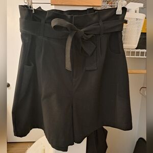 Banana Republic High Waist Black Shorts with Paper Bag Waist